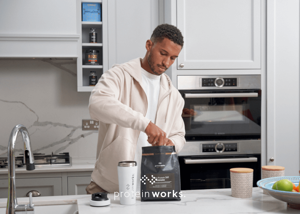 Man making protein shake